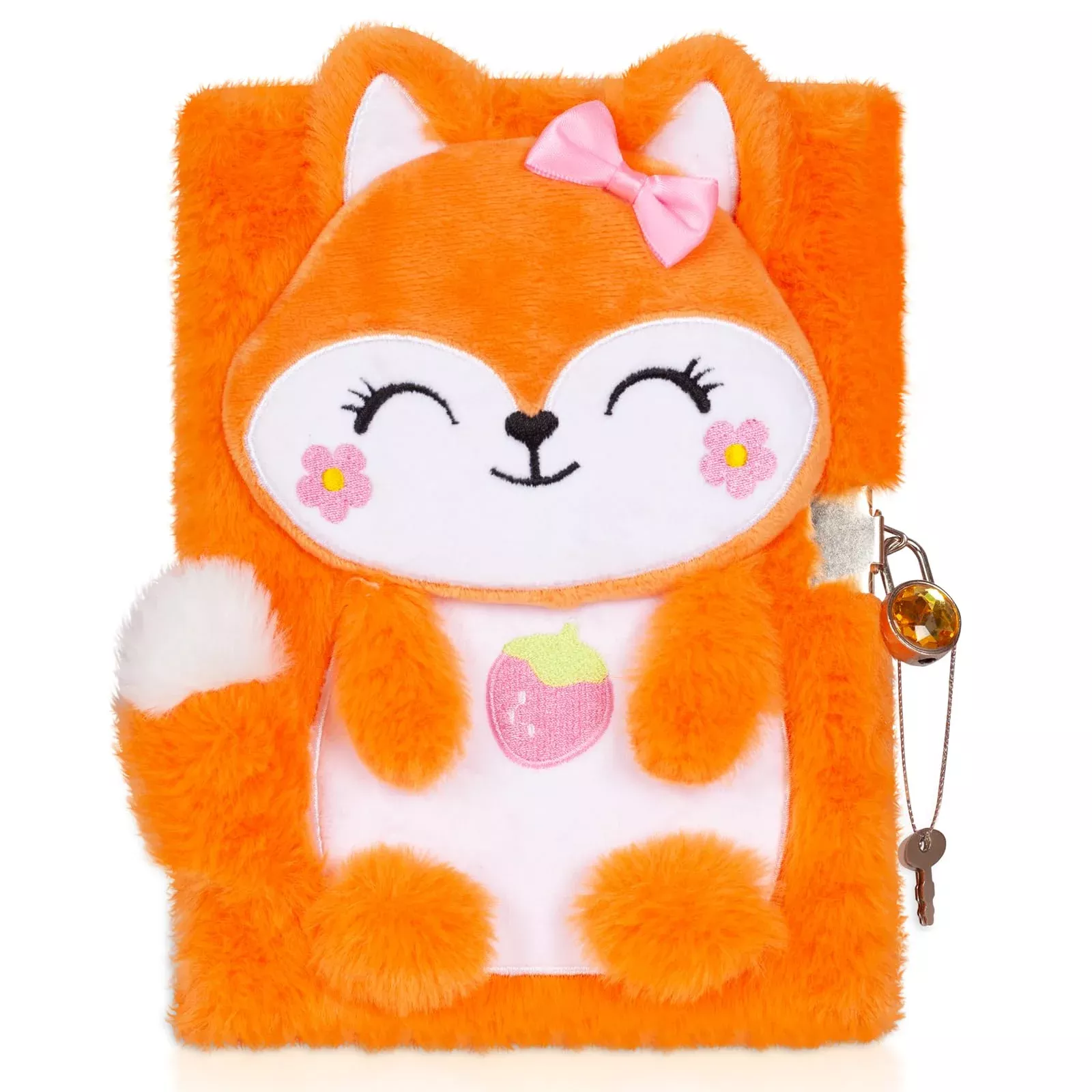 YOYTOO Plush Fox Diary with Lock for Kids, 6.1 x 8