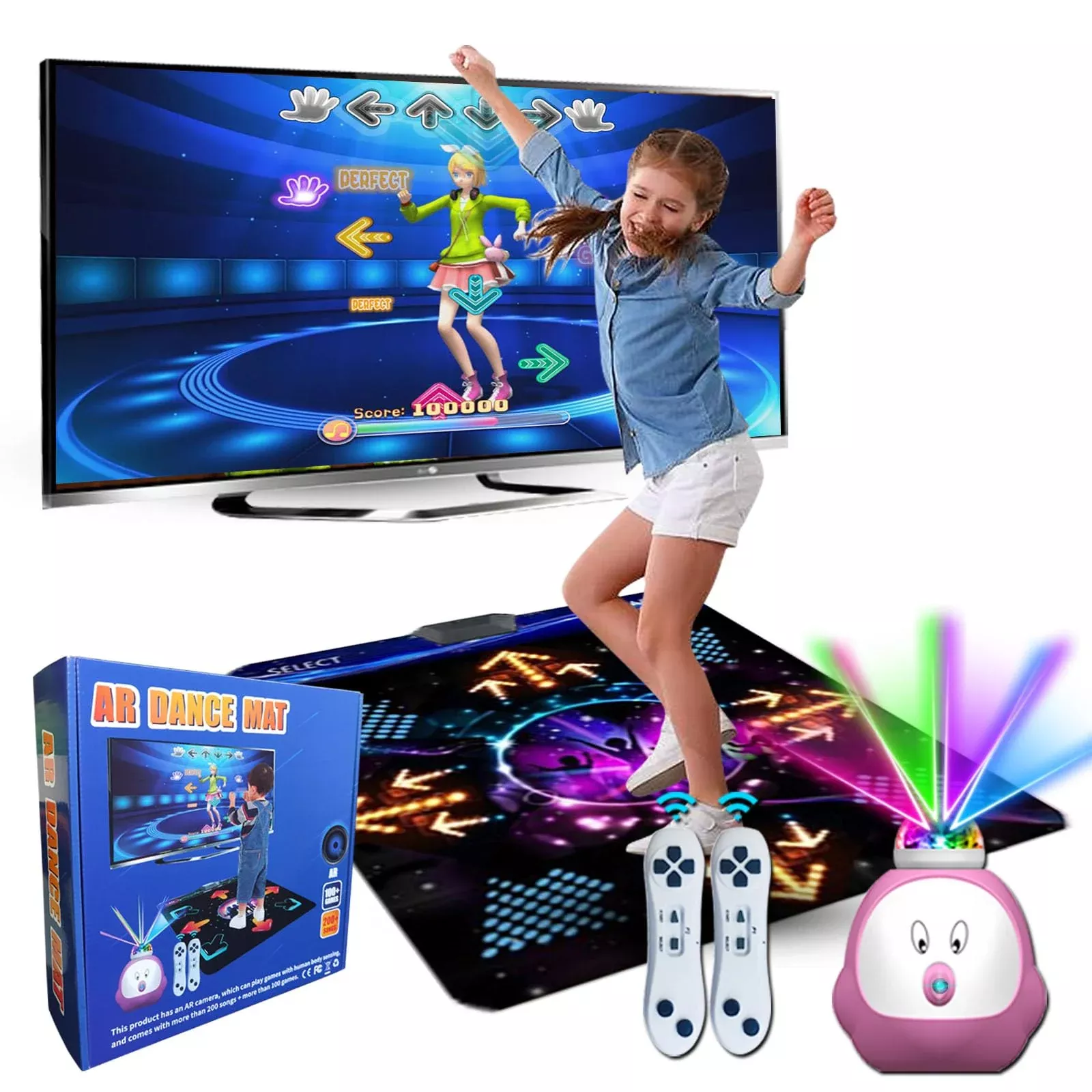 YRPRSODF Dance Mat for Kids & Adults, 100+ Games, Black,