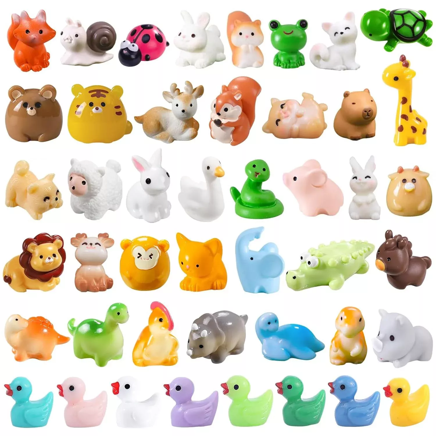 Ysesoai 45Pcs Mini Resin Animal, 45 Styles Tiny Resin Animals Miniatur