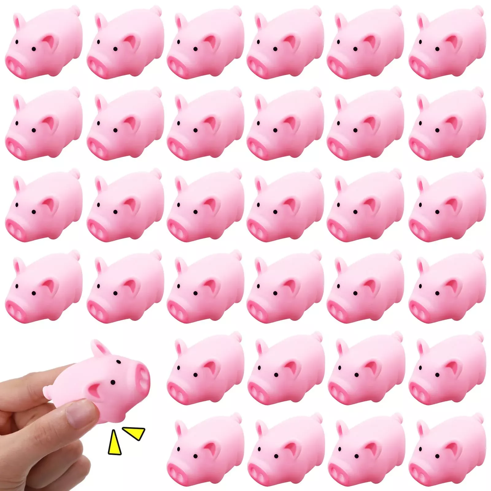 Yunsailing 100 Pcs Rubber Pig Bath Toy Set - Mini Pink Floating Squeak