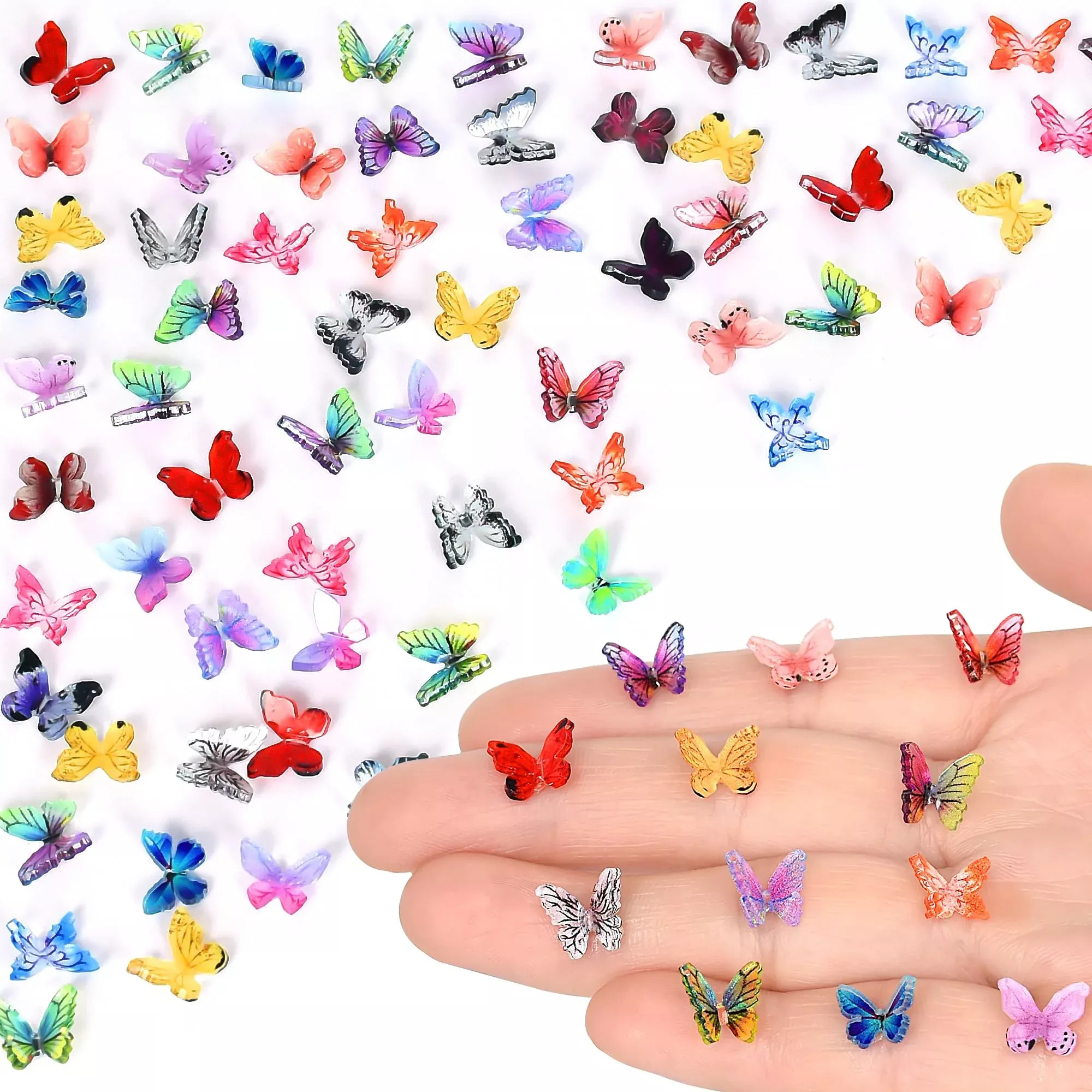 Yuronam Mini Resin Butterflies for Bonsai Decor, Multicolor, 70 Pcs