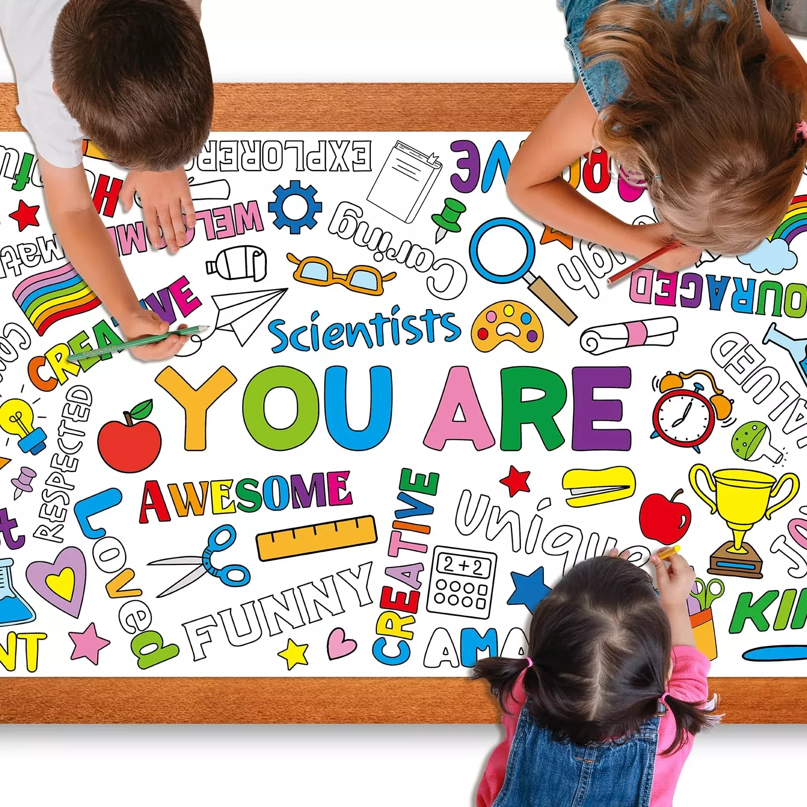 Zachely Motivational Coloring Poster Tablecloth 72"x30" Rectangular