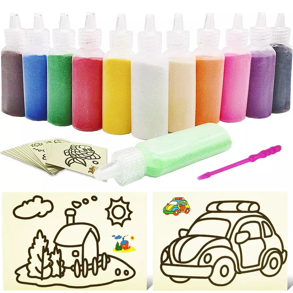 Zddaoole Craft Sand Kit with 12 Colors, 32 PCS, Perfect for Art