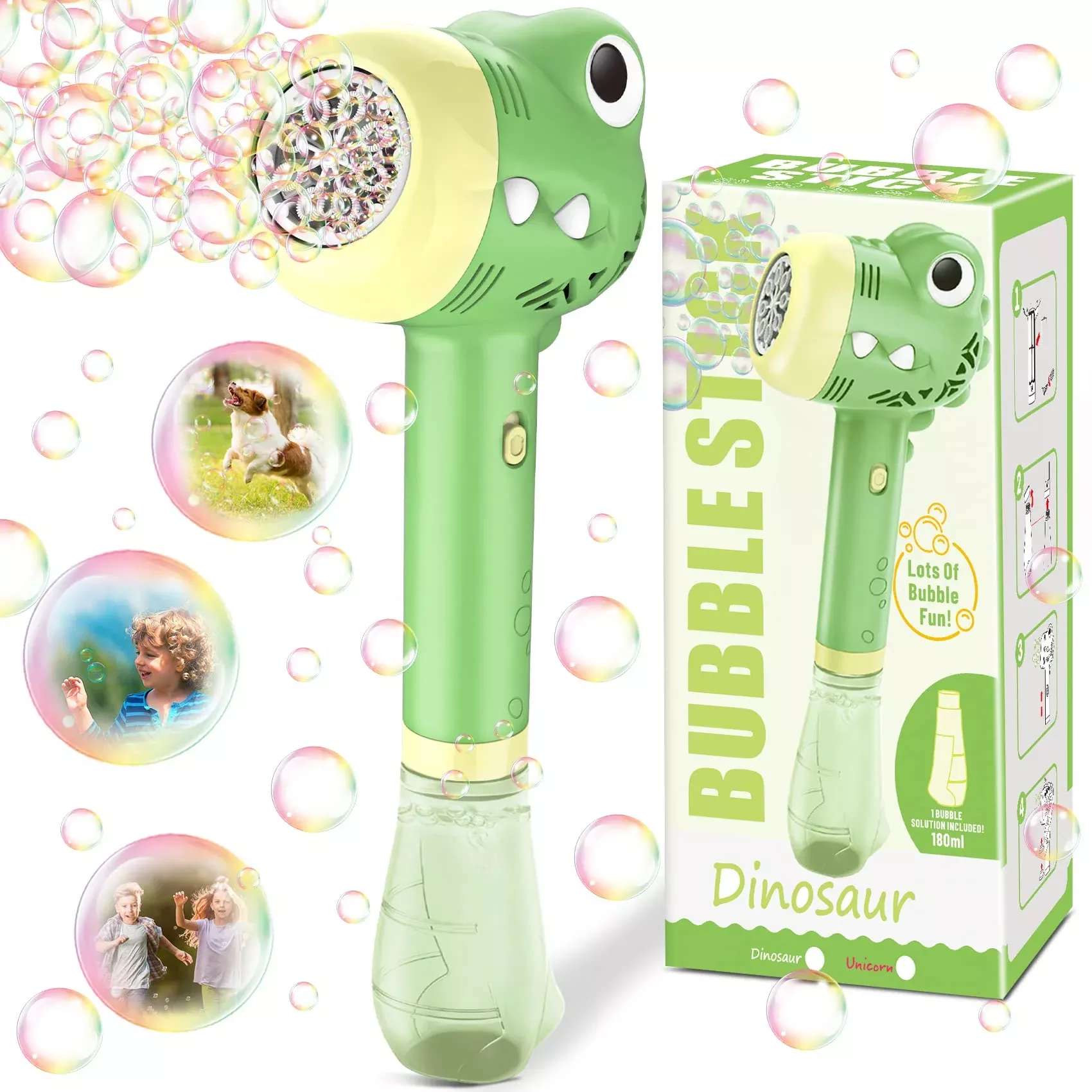 Zerhunt Bubble Machine for Kids, Green, 8000 Bubbles/Min,