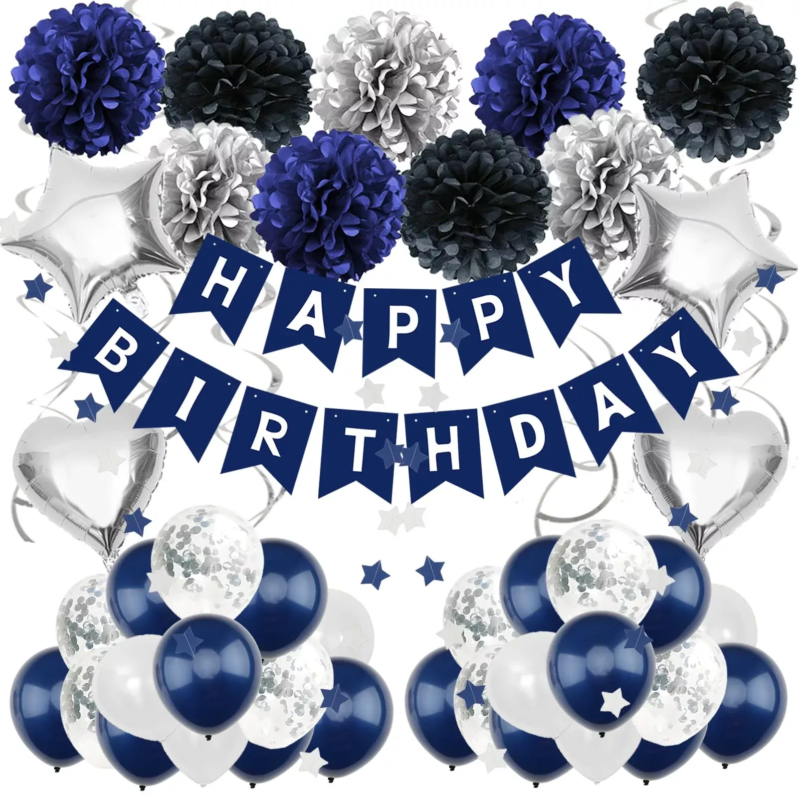 Zerodeco Birthday Decorations For Men, Navy Blue Birthday Party Decora