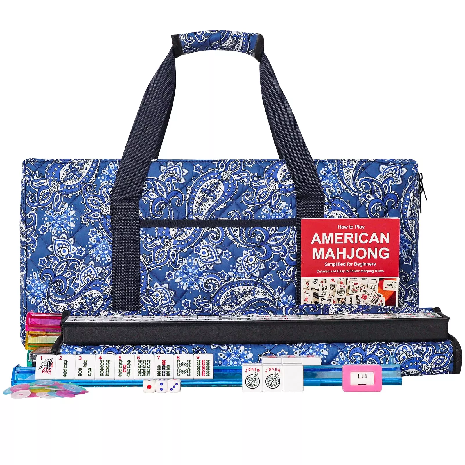 ZGME Mahjong Set with 166 Tiles, Blue, 10.6 x 21.