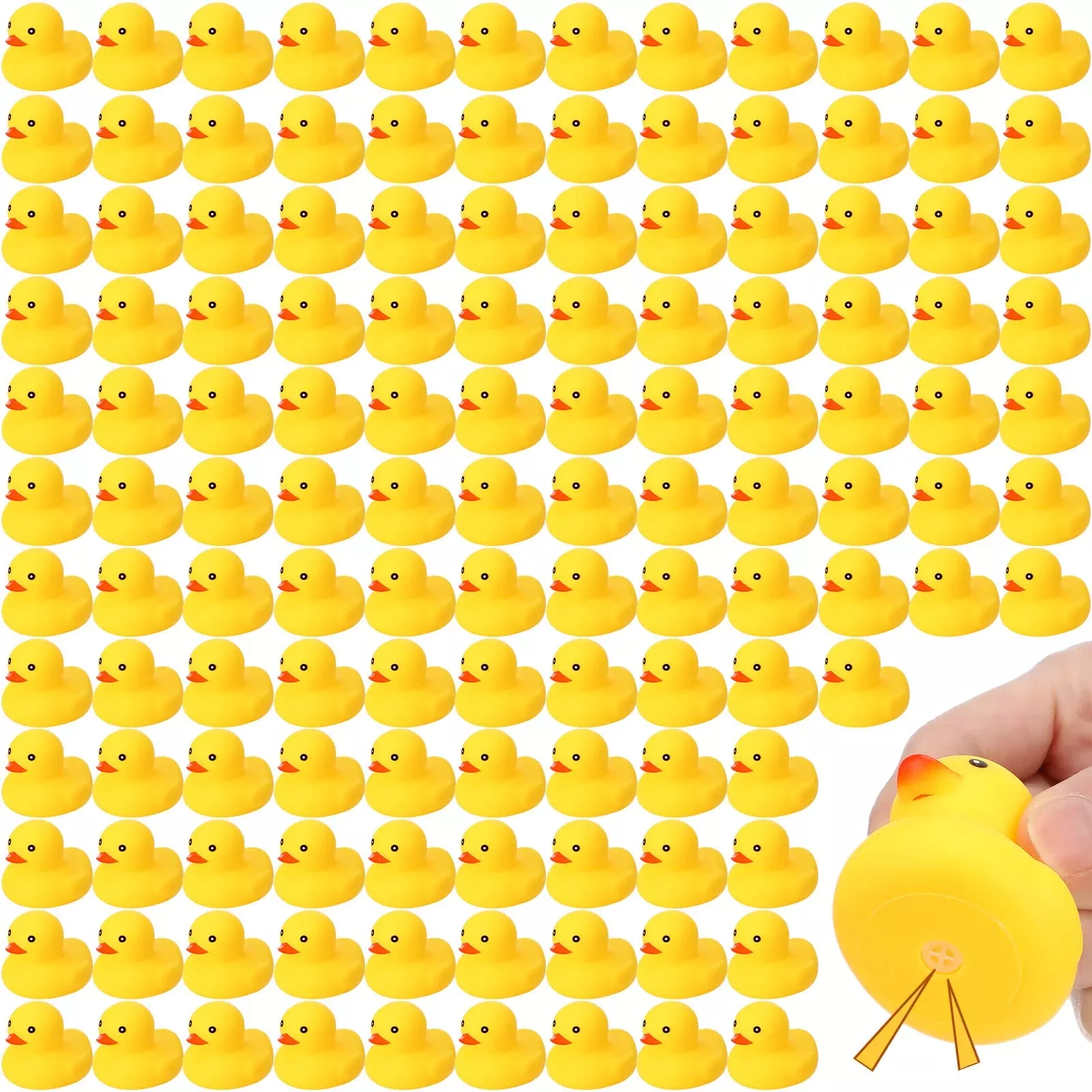 Zhanmai 300 Pcs Rubber Duck Bath Toys, Mini Float Squeak Ducks Bulk Fo