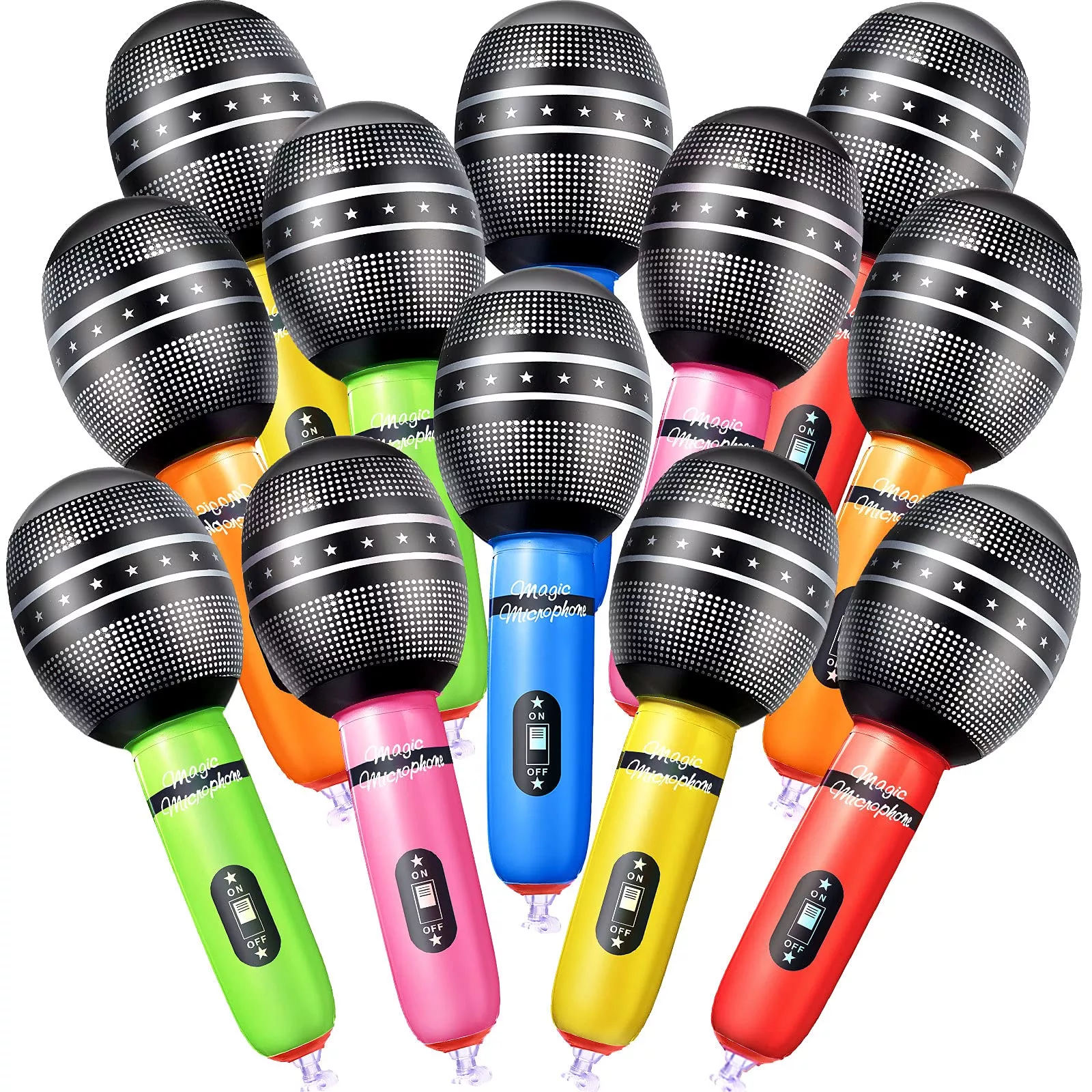 Zhanmai Inflatable Microphones for Parties, 12 Pack, Multicolor