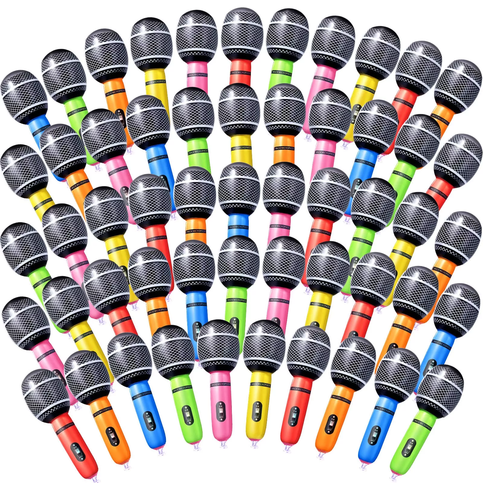 Zhanmai Inflatable Microphones for Parties, 42 Pack, PVC, 24 cm