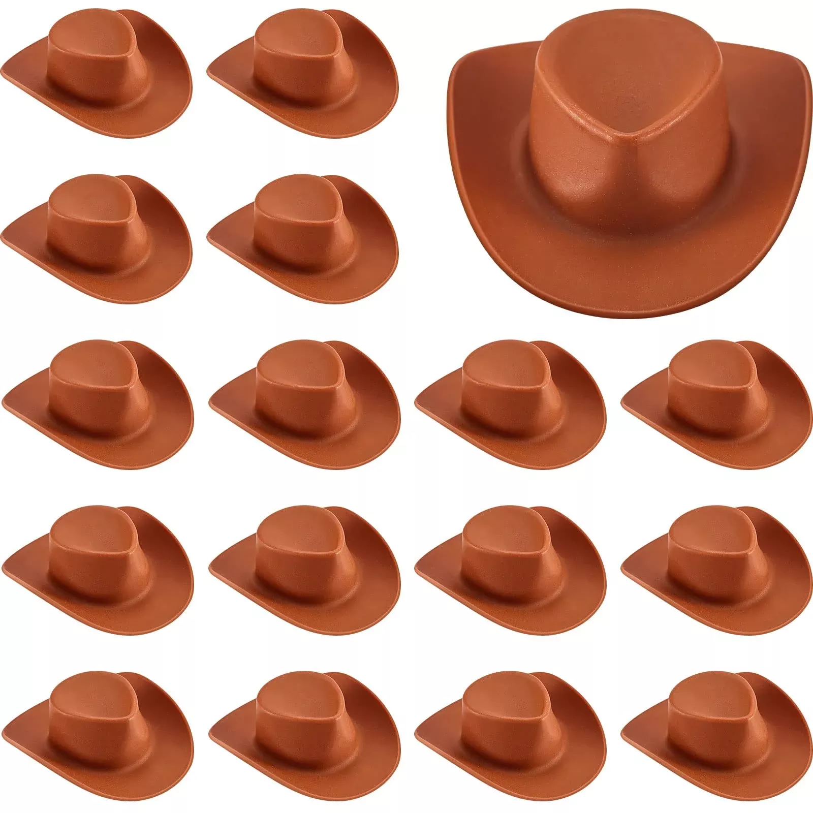 Zhanmai Mini Cowboy Cowgirl Hats, Brown, 40 Pack, Plastic