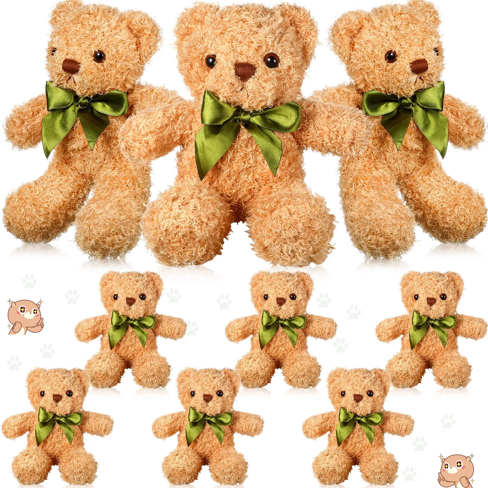 Zhanmai Stuffed Animal Bears, 10 Inch, Golden, Pack of 9