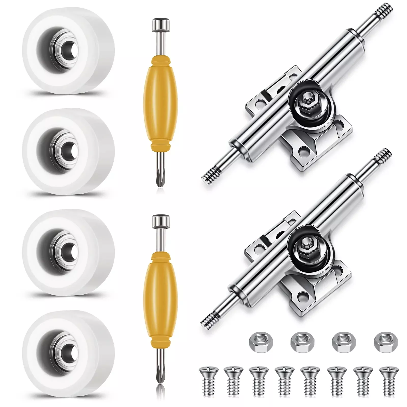 Zhehao Fingerboard Wheels Set, 1.97" White, 4 Pieces,