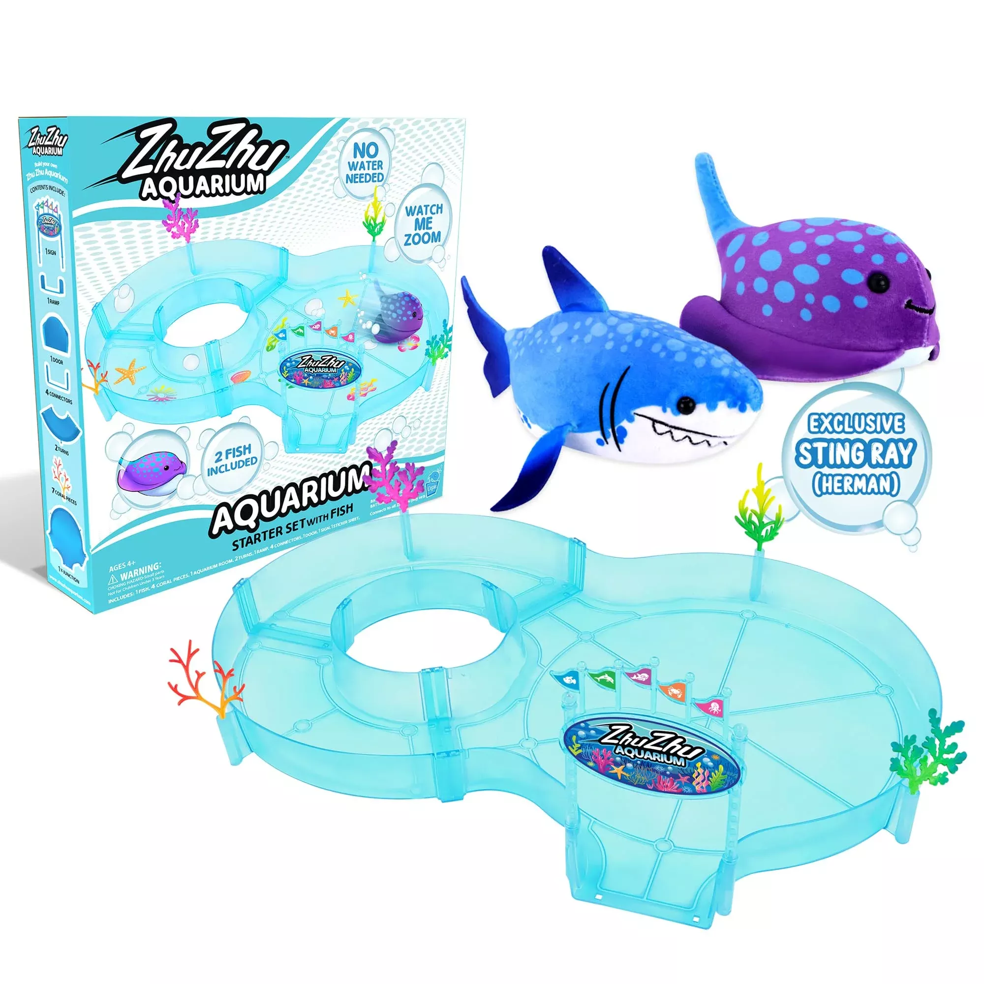 ZhuZhu Aquarium Starter Set with 2 Fish, Multicolored, 14.