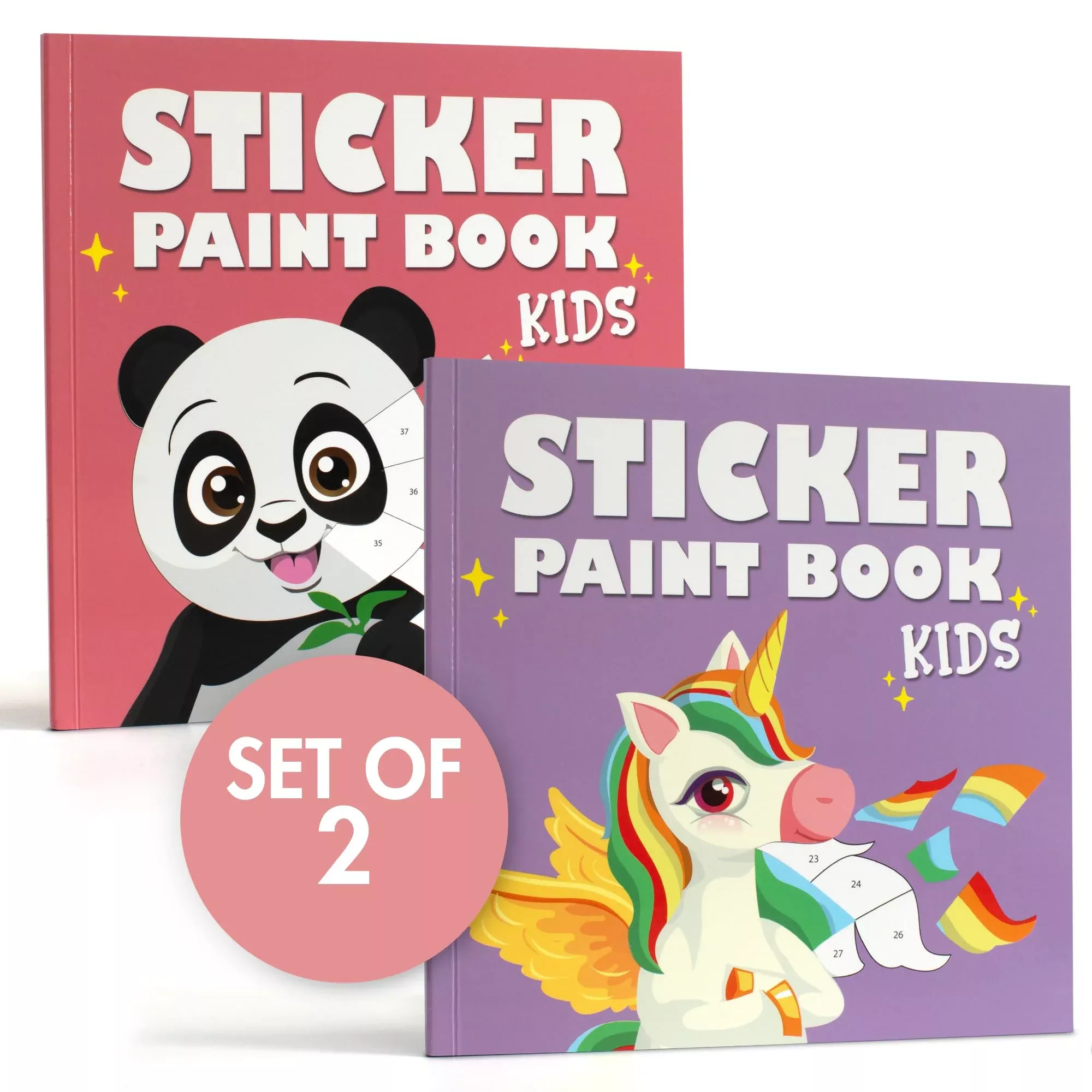 ZICOTO Kids Sticker Books Set of 2, 7.4" Multi Color Art