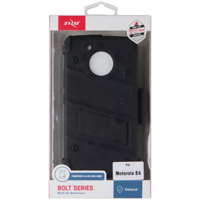 Zizo Bolt Case / Holster / Glass for Motorola Moto E4 (2017) - Black