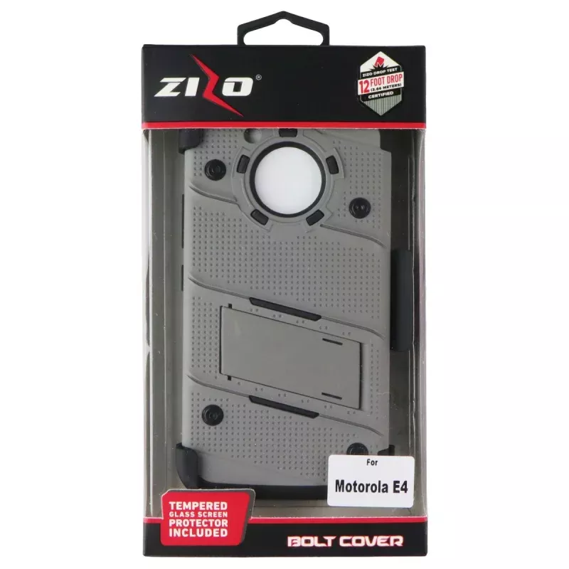 Zizo Bolt Case and Holster for Motorola Moto E4 (2017) - Gray/Black