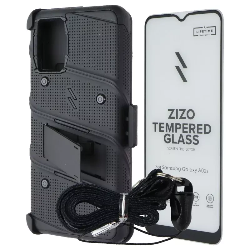 ZIZO Bolt Series Case / Holster / Glass for Samsung Galaxy A02s - Black
