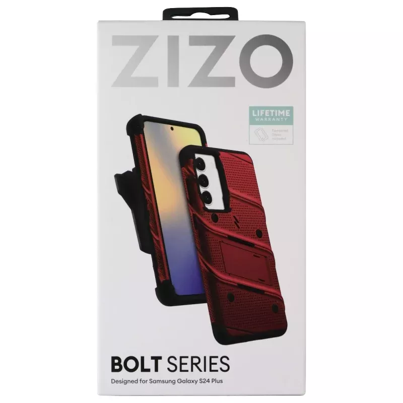 Zizo Bolt Series Case and Holster for Samsung Galaxy (S24+) - Red/Black