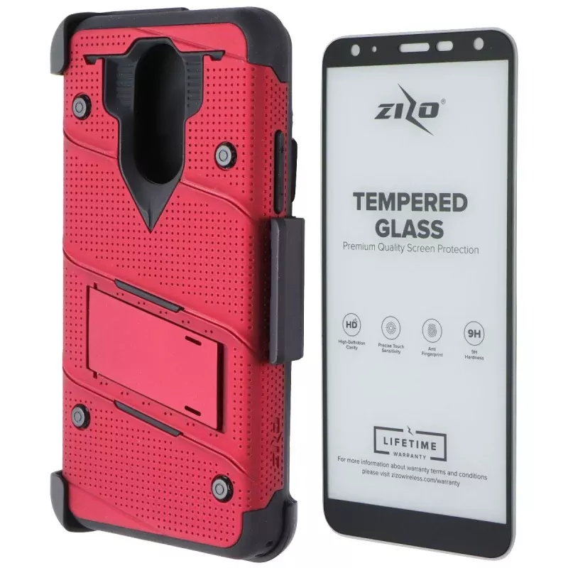 ZIZO Bolt Series Case / Screen / Holster for LG Harmony 3/K40/Solo - Red