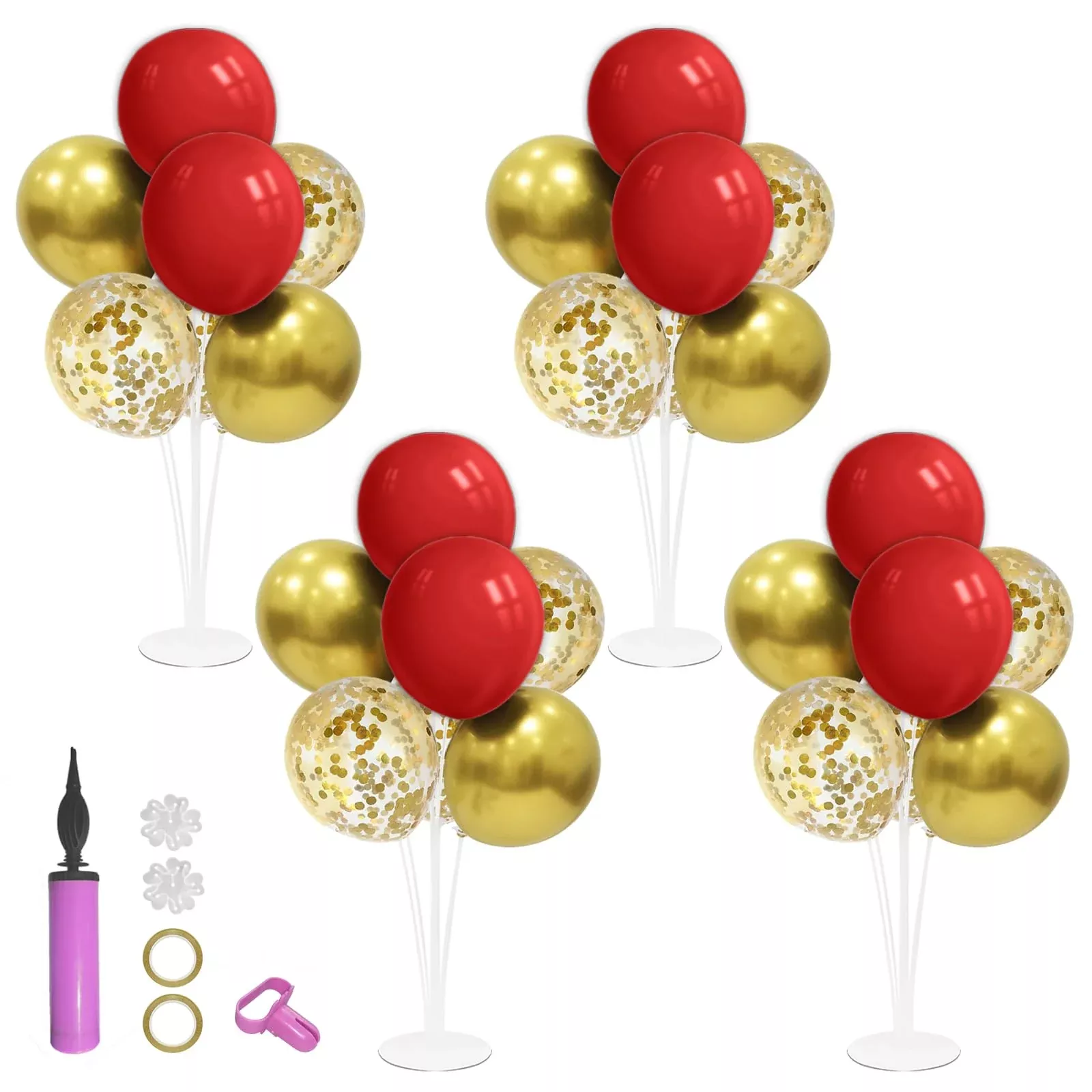 ZJDHPTY Balloon Stand Set for 49ers Party, Red and Gold, 4