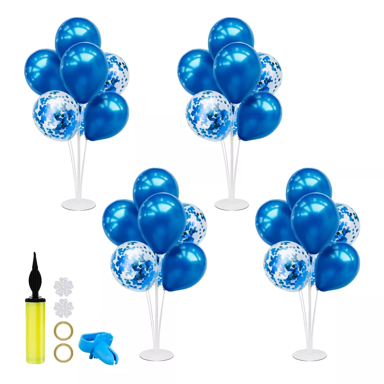 ZJDHPTY Blue Party Decoration Set with Balloon Stands, 4 Pieces