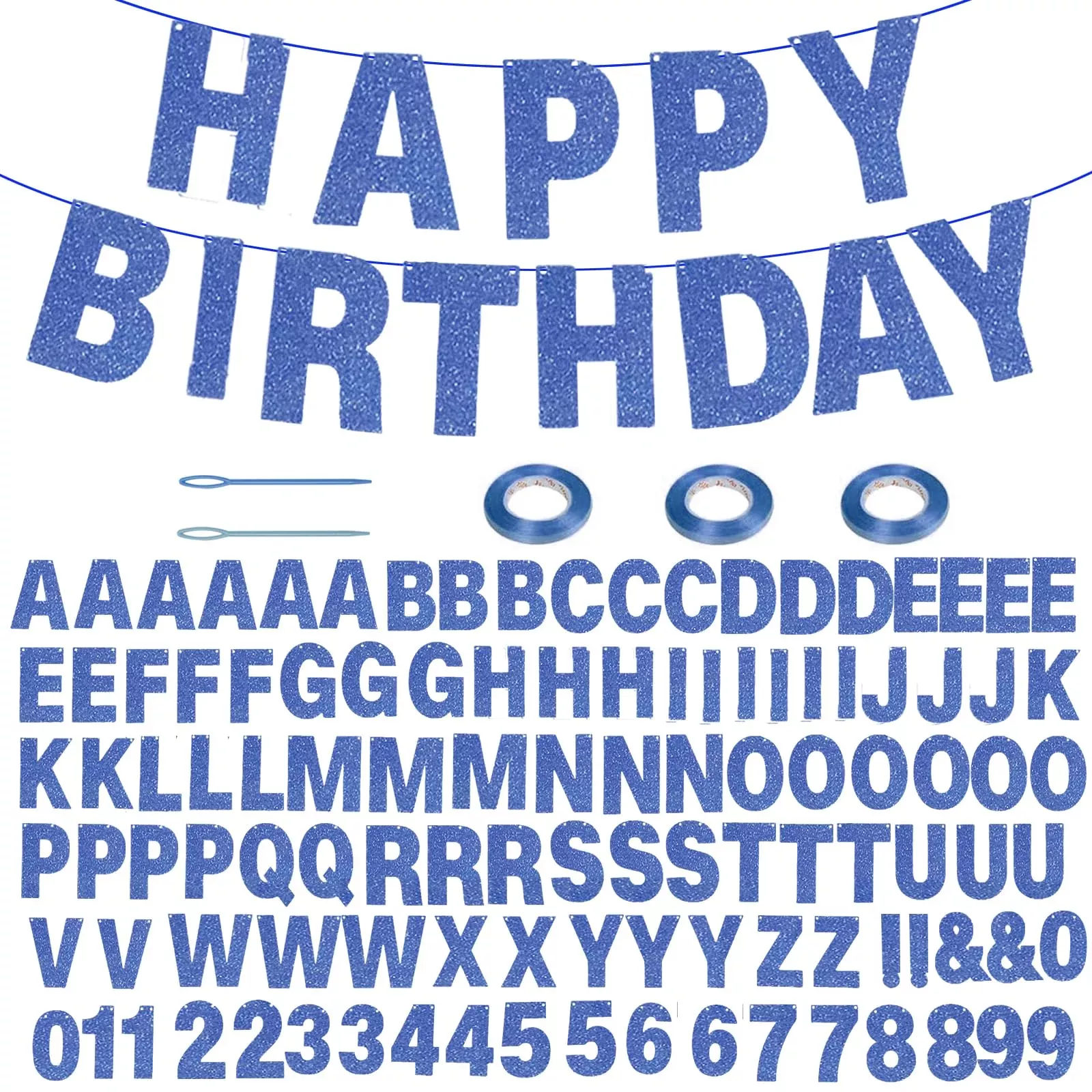 ZJWZSLI Customizable Banner Kit for Parties, Blue, 111 Pieces