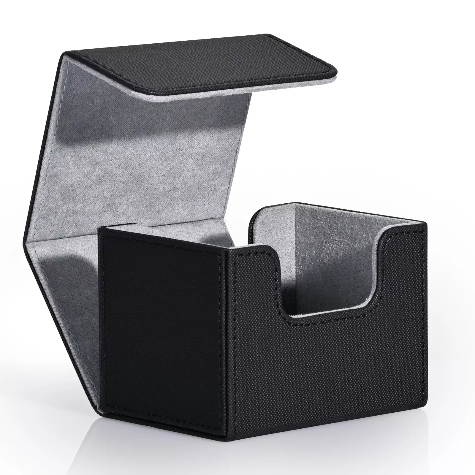 ZLCA Card Deck Box for MTG, PU Leather, Black, Holds 95+