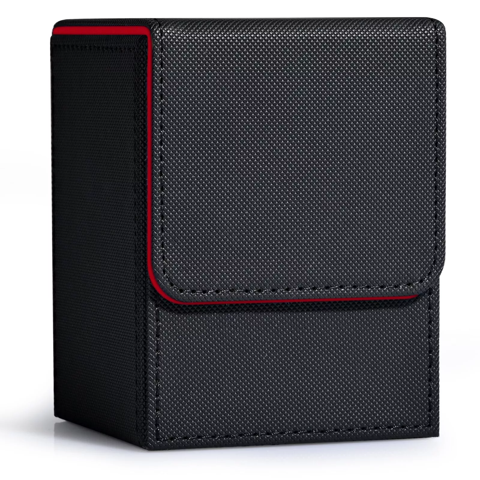 ZLCA Card Deck Box for MTG, PU Leather, Black & Red, Holds