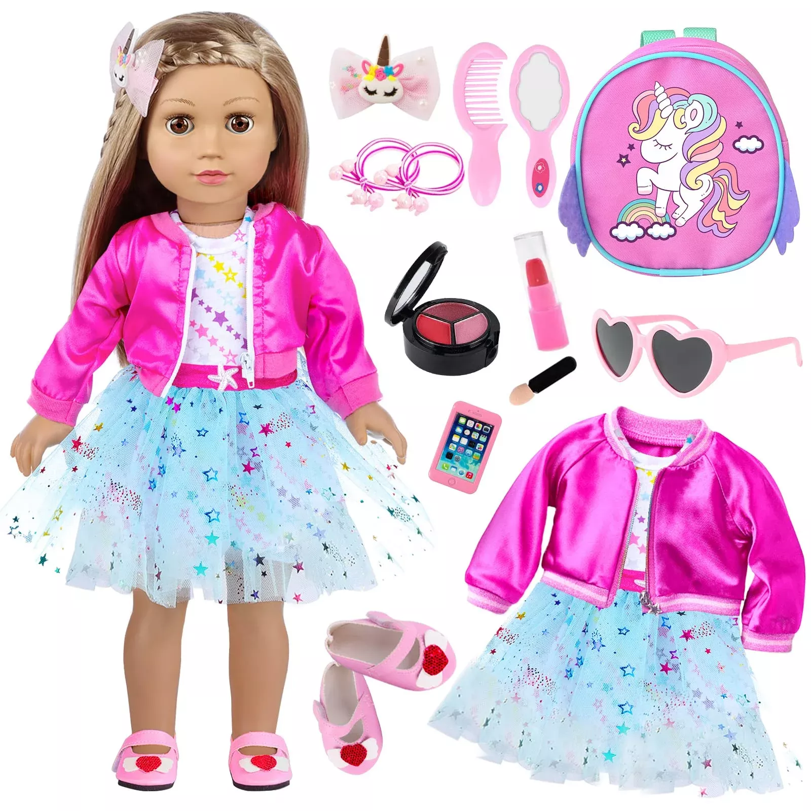 ZNTWEI 18-Inch Doll Accessory Set with Makeup for American Dolls