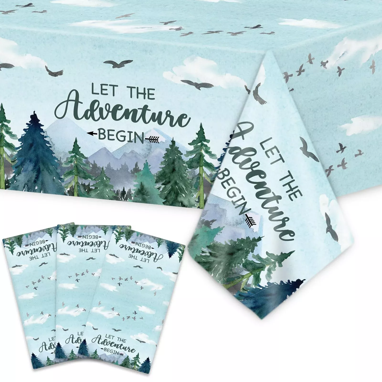 ZOIIWA Adventure Awaits Tablecloth Set, 108x54 inches, Multi Color,
