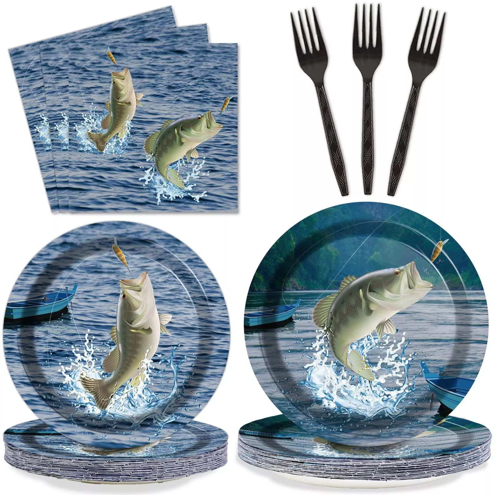 ZOIIWA Fishing Dinnerware Set for Parties, 200 Pieces, Multicolor