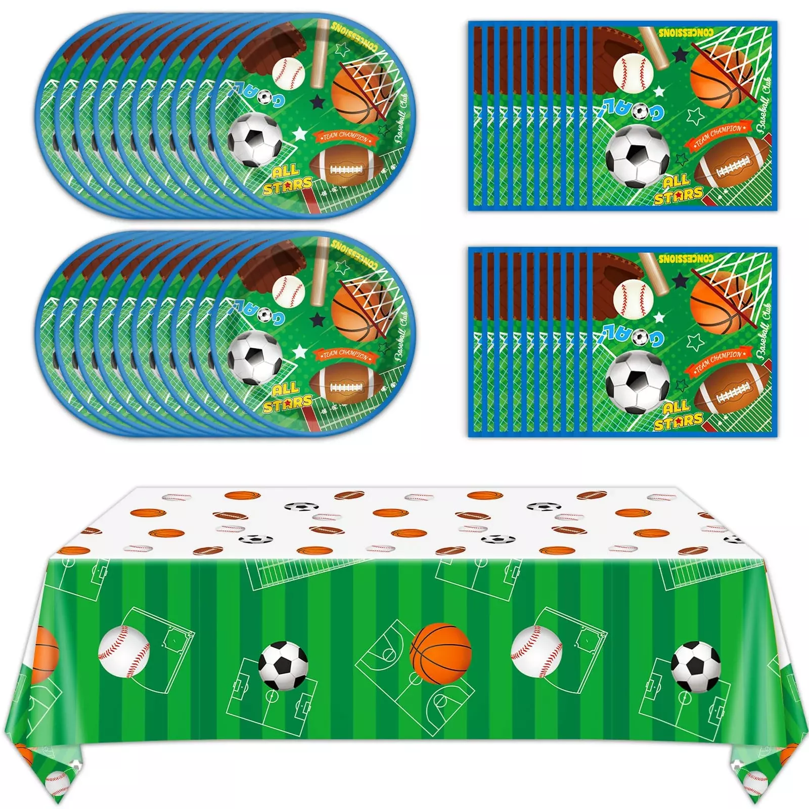 ZOIIWA Sports Party Tableware Set, 41 Pcs, Green/Red/White