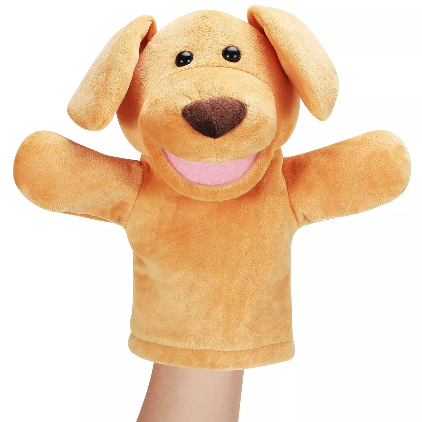 Zomiboo Dog Hand Puppet 26 cm Yellow Soft Plush Toy for Imaginative Play