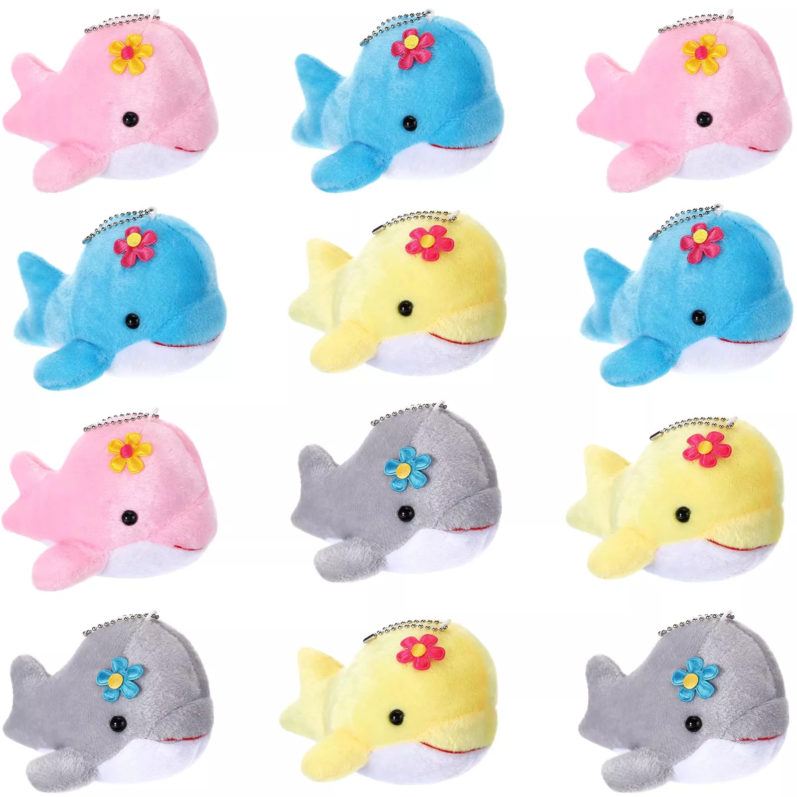 Zomiboo Dolphin Plush Keychains, 4.7" Soft Toys, 12
