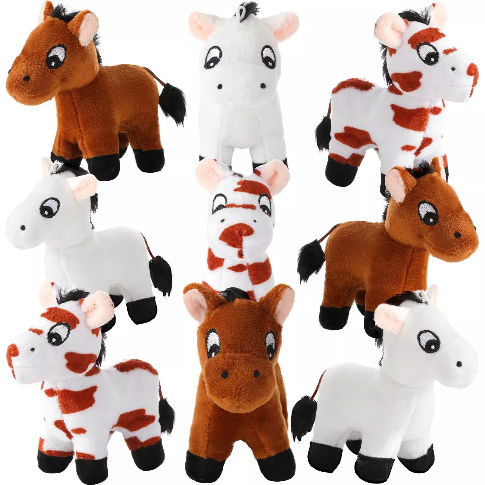 Zomiboo Mini Plush Horse Toy 12cm White 3-Piece Assortment