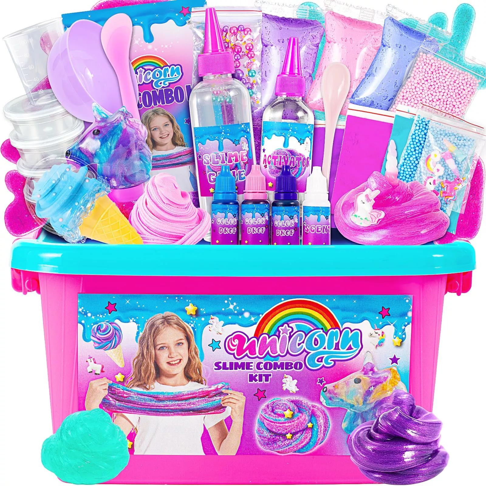 ZOnFRTO Mini Unicorn Slime Kit for Kids 6-12, Purple, Medium