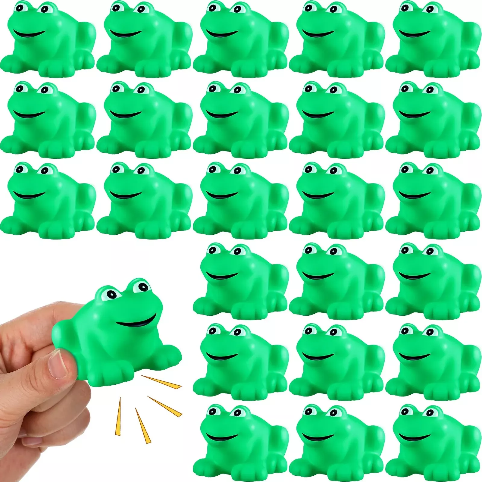 Zubebe Rubber Frogs Bath Toy Set, Green, 24 Pieces, 5.