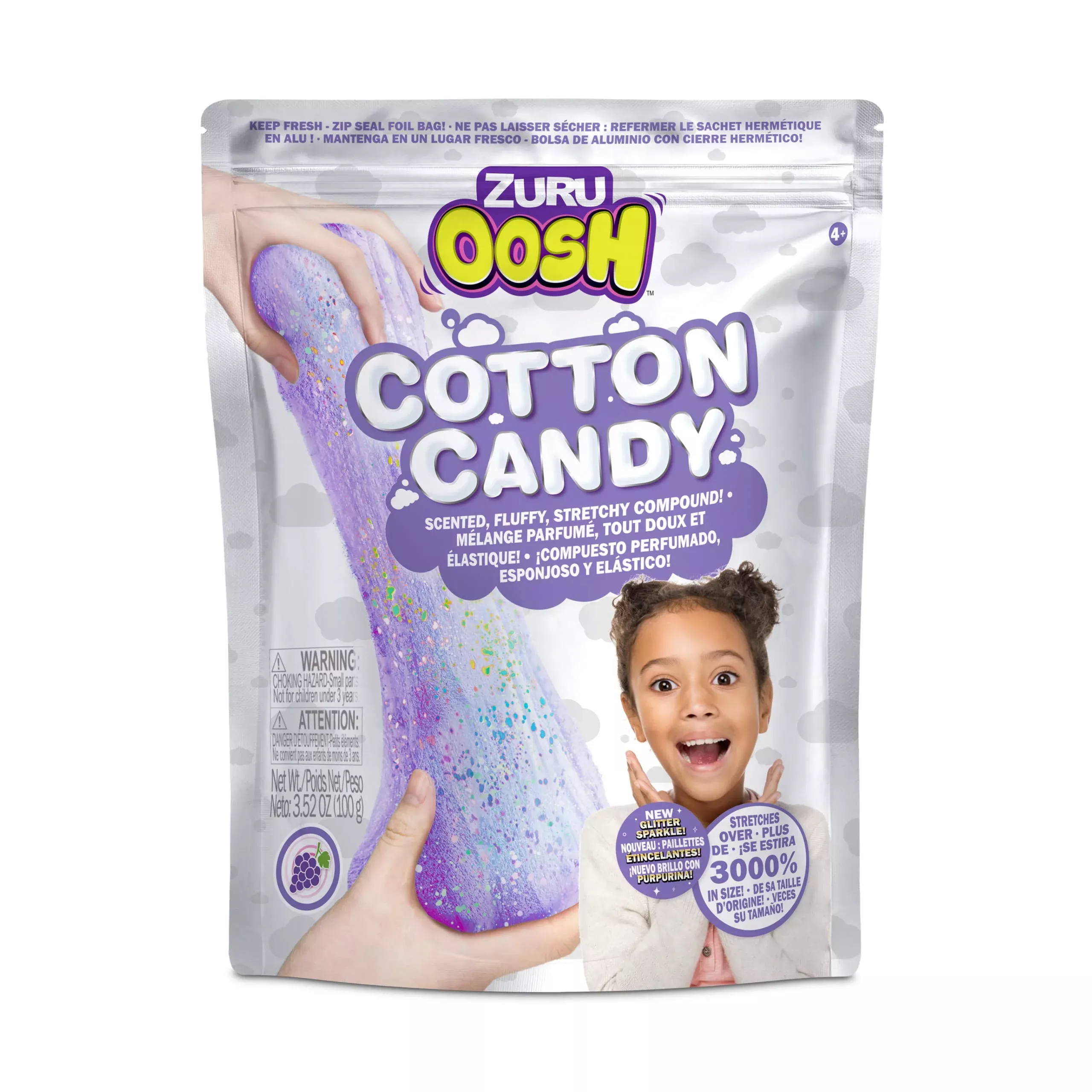 ZURU Oosh Cotton Candy Slime 100g, Purple Grape, Model 86101B - Fluffy