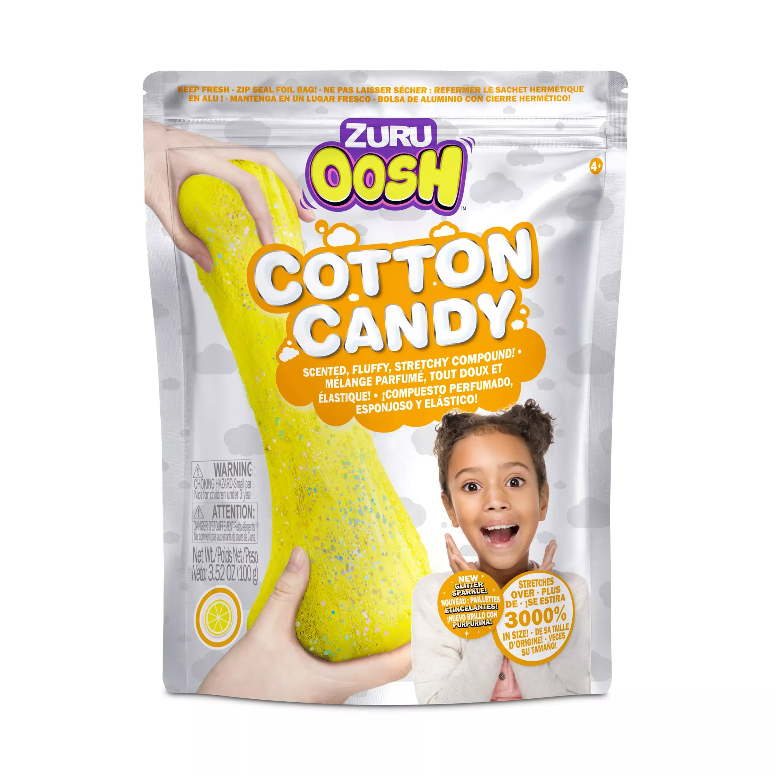 ZURU Oosh Fluffy Slime - Cotton Candy 100g (Lemon Scent) - Stretch Sli