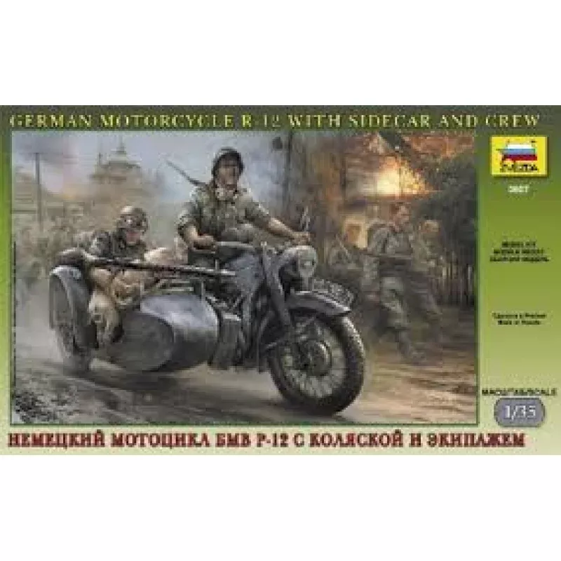 Zvezda-1/35 German Motorcycle with Sidecar and Crew R-12