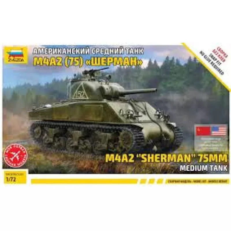 Zvezda-1/72 M4A2 "Sherman" 75mm