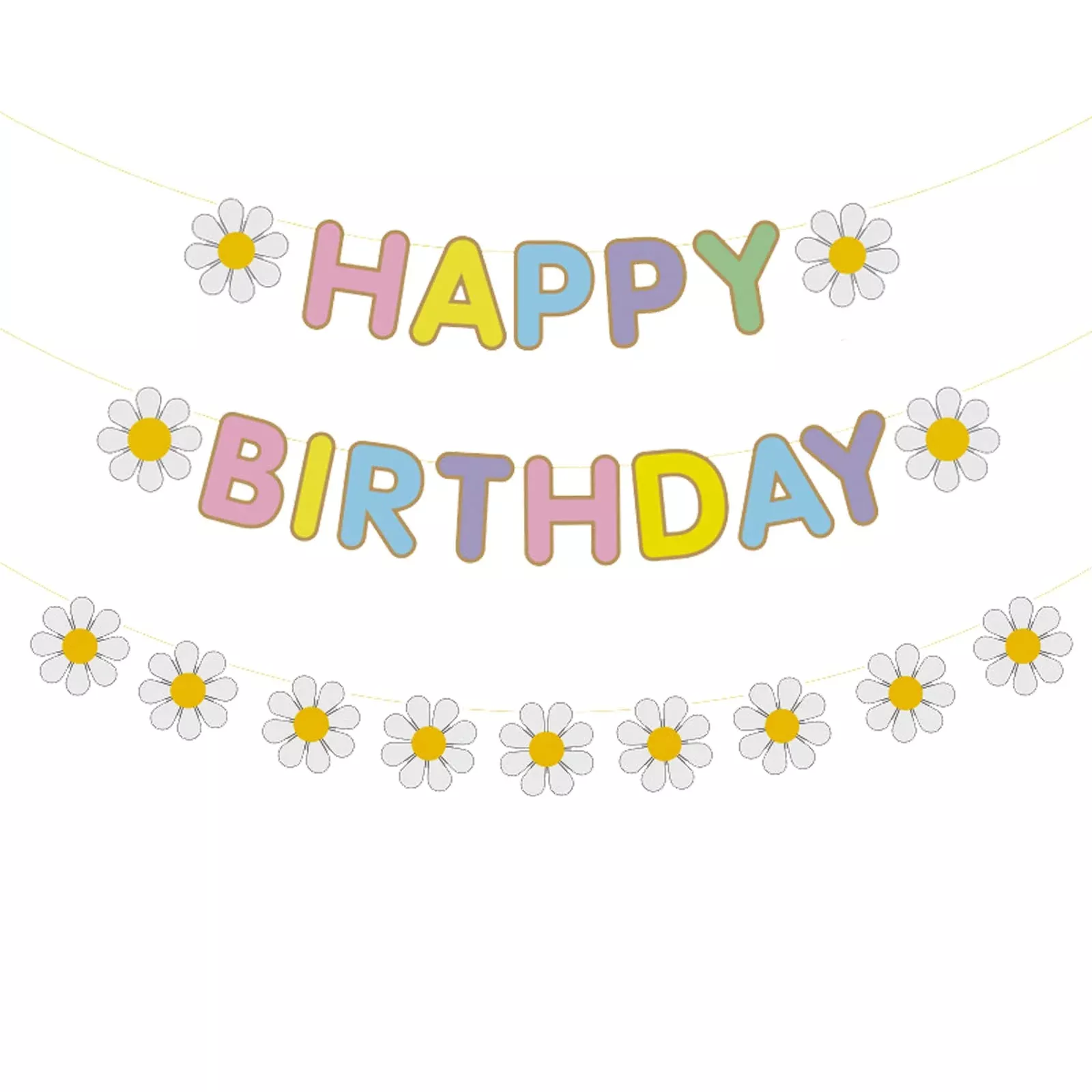Zwiebeco Macaron Daisy Birthday Banner Kit, Pastel, 1 Pack
