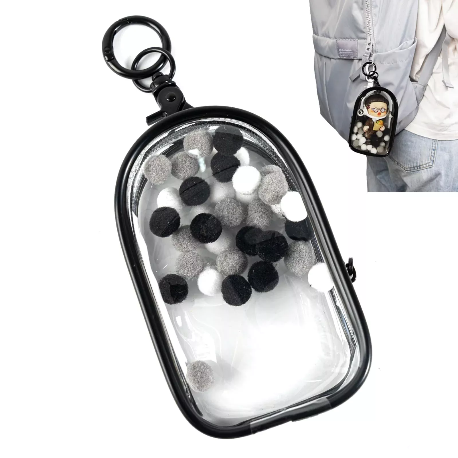 ZZFENGKR Clear Doll Display Bag Semicircle 2.5x3.7